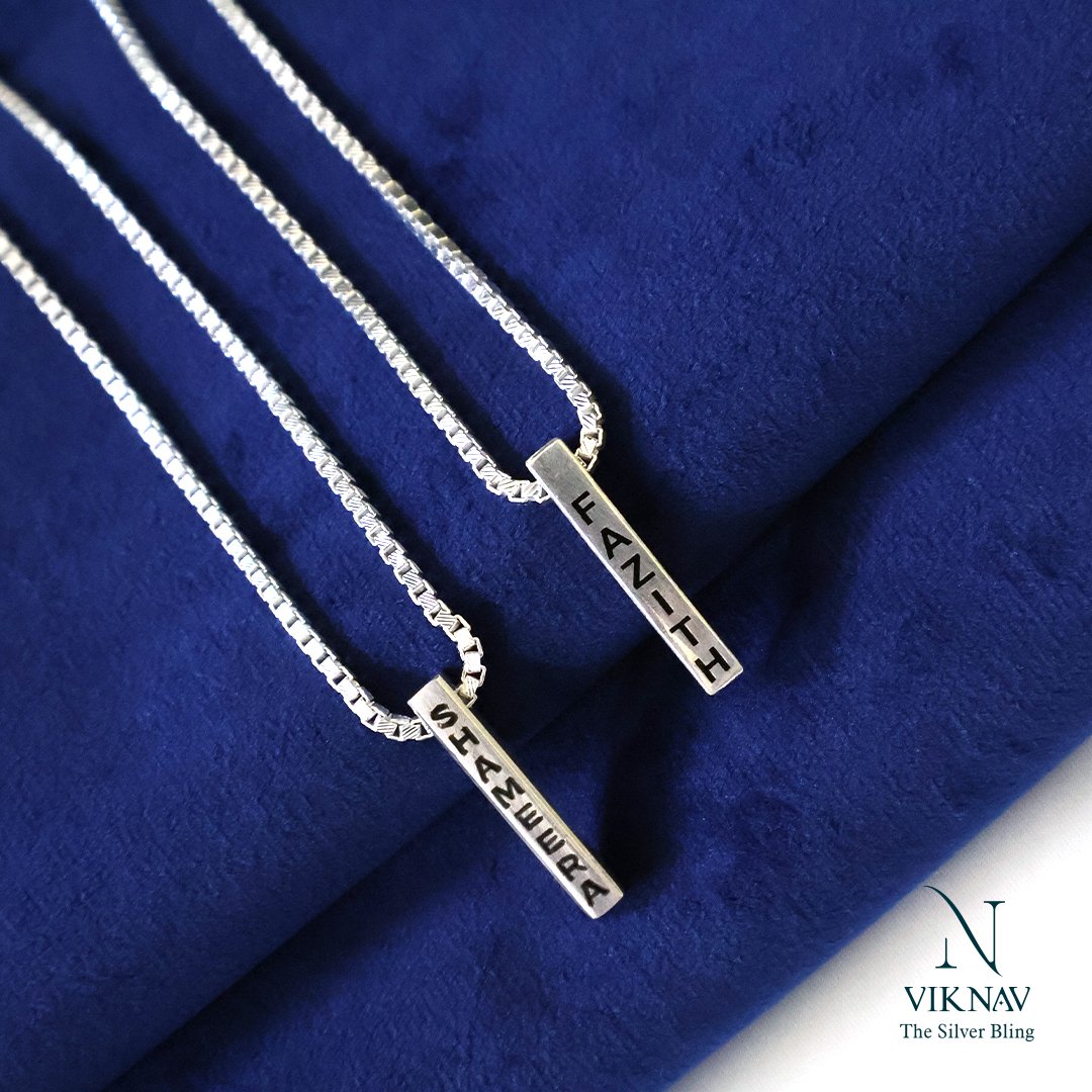 Personalized 3D Engraved Name Pendant chain