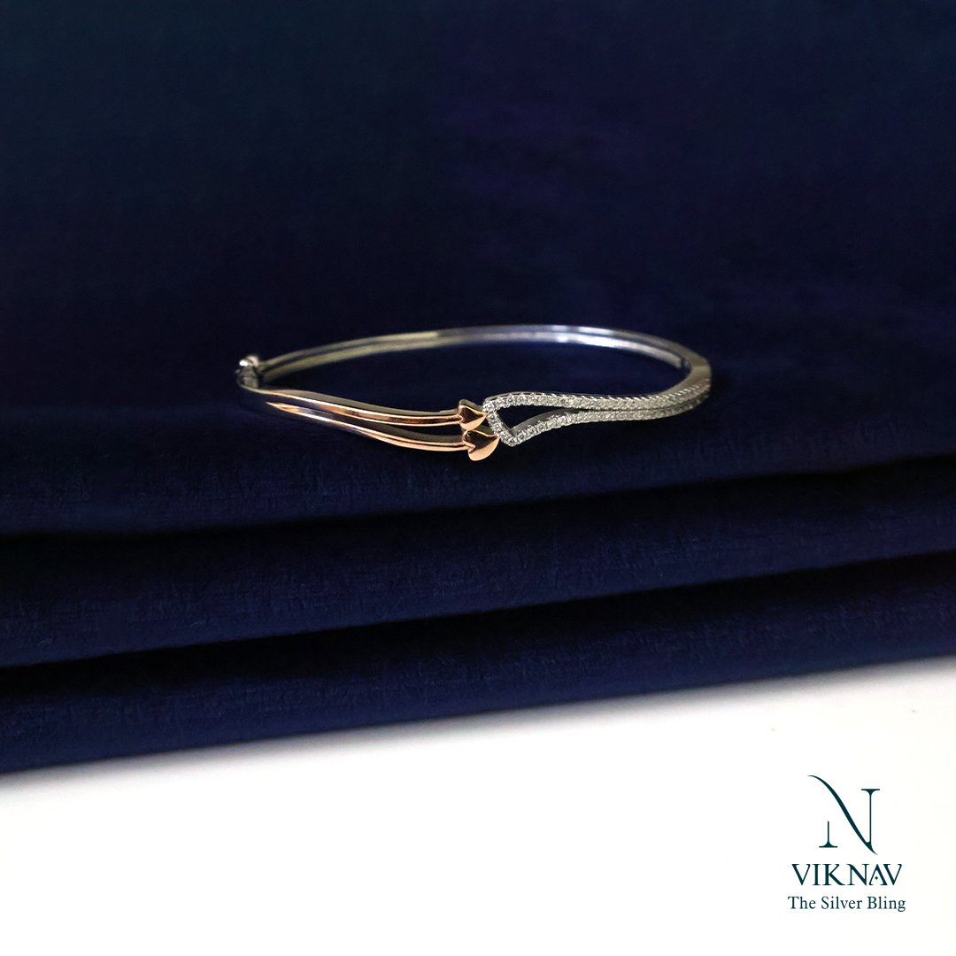 Heart Rose Gold Plated Bangle | Open Type